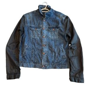 Rockstar Original Men's 2XL Jean Jacket Denim fade blue black star buttons